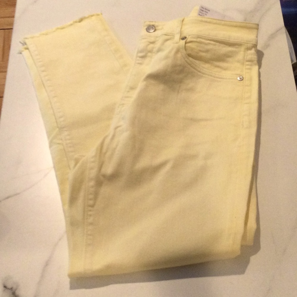 NWT Loft yellow skinny, high rise jeans, 28.